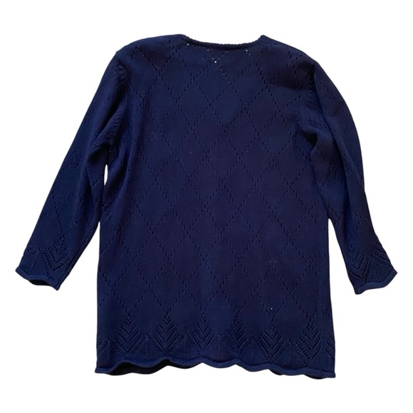 NWT ~ VTG ~ 1990s ~ Susan Bristol ~ Navy Sweater ~ Embroidered Flower ~ Size L - Picture 2 of 7